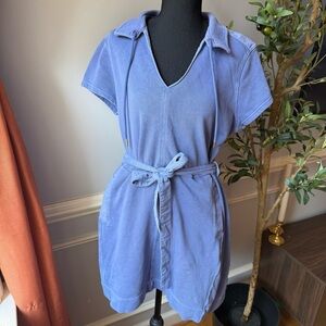 Tommy Bahama Blue Sweatshirt Dress Belted Short Sleeve Lounge Dress L
